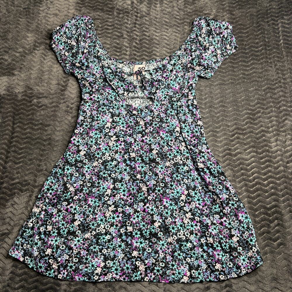 So Rayon Puff Sleeve Floral Summer Dress Size Medium